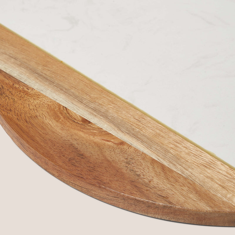 White Marble and Wood Board