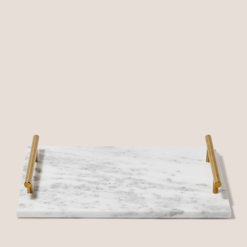 White Marble and Metal Handles