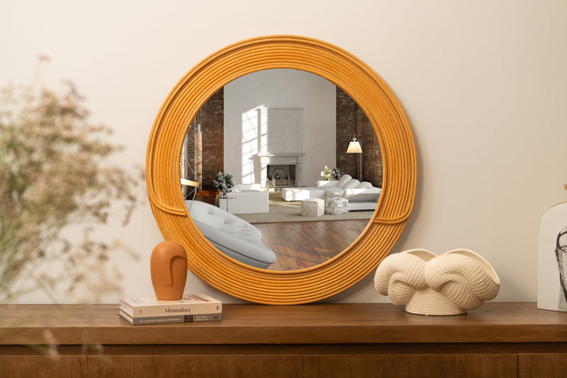 Bohemian Sunburst Rattan Mirror