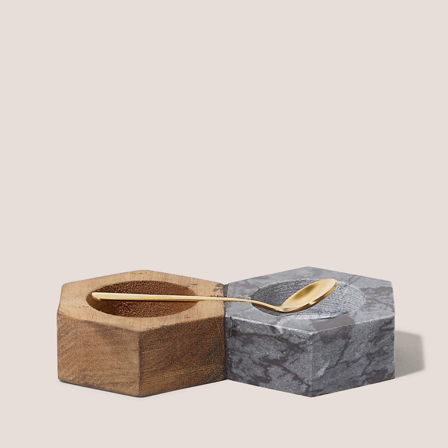 Wood and Marble Cellar With Spoon