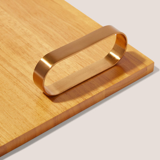 Wood Tray with Gold Handles