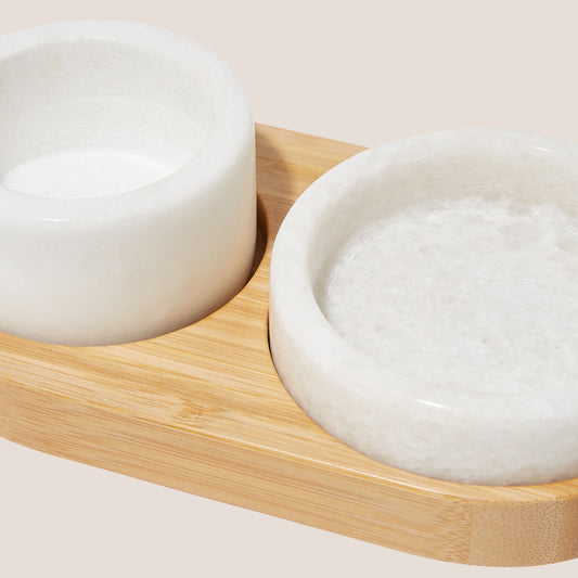 Dual Marble Salt and Pepper Cellar