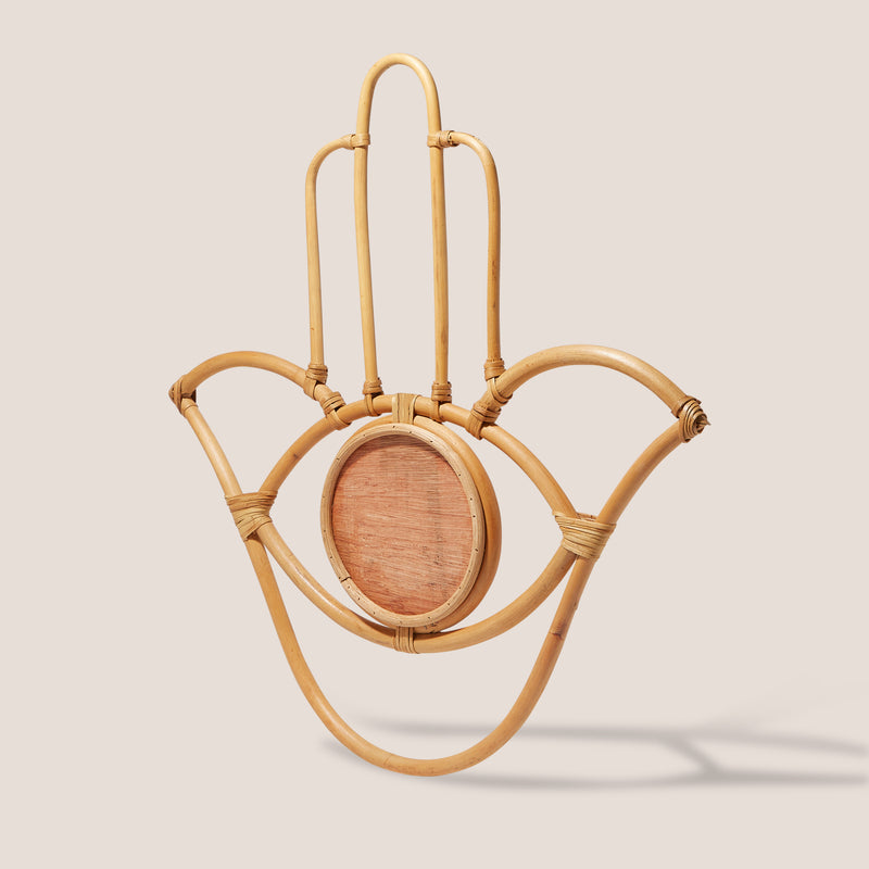 Hamsa Hand Rattan Mirror