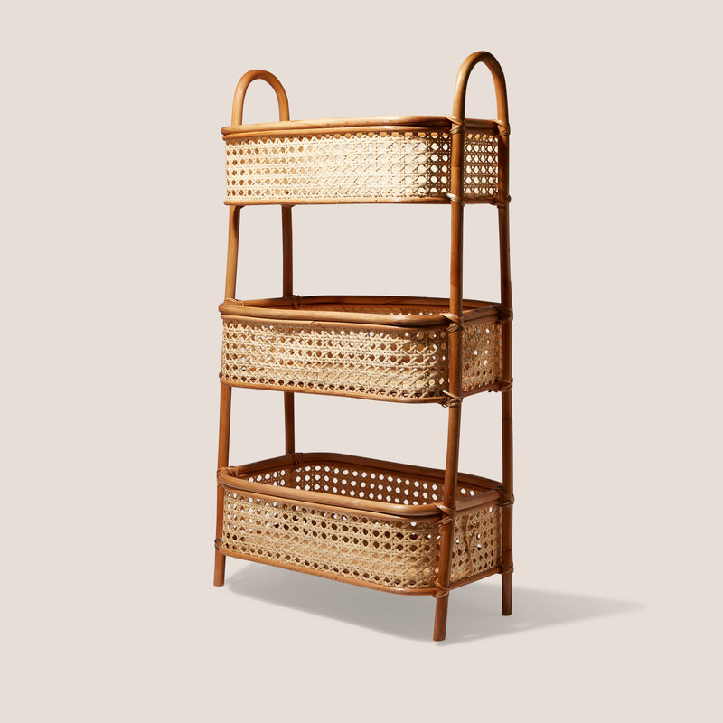 Rattan 3-Tier Storage Baskets with Handles